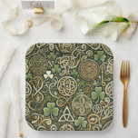 Celtic Bloom Paper Plate<br><div class="desc">Celtic Bloom feels like spring awakening in an ancient land where folklore still breathes. The intertwining Celtic knots suggest music that loops, weaves, and circles back on itself like a living tapestry of melody. Bright green tones evoke lively fiddle dances and warm sunlight filtering through mossy forests, while the golden...</div>