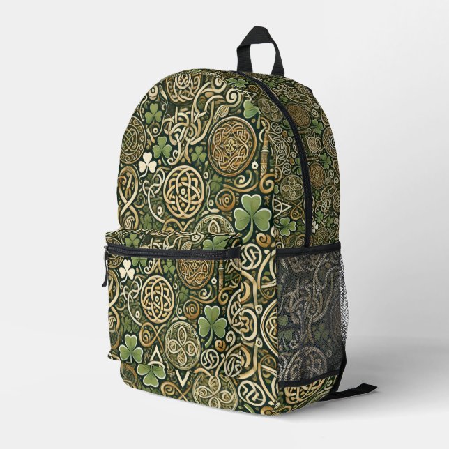 Celtic Bloom Printed Backpack (Back Corner Right)