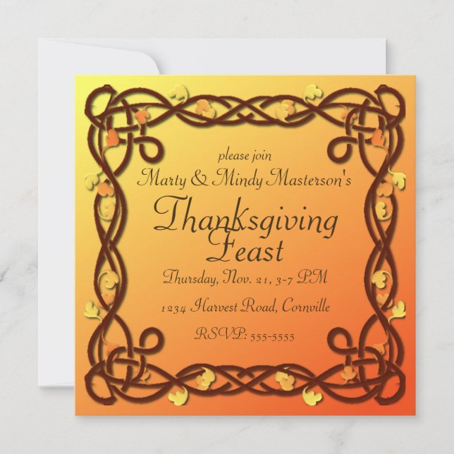 Celtic Border Thanksgiving Dinner Party Invitation (Front)