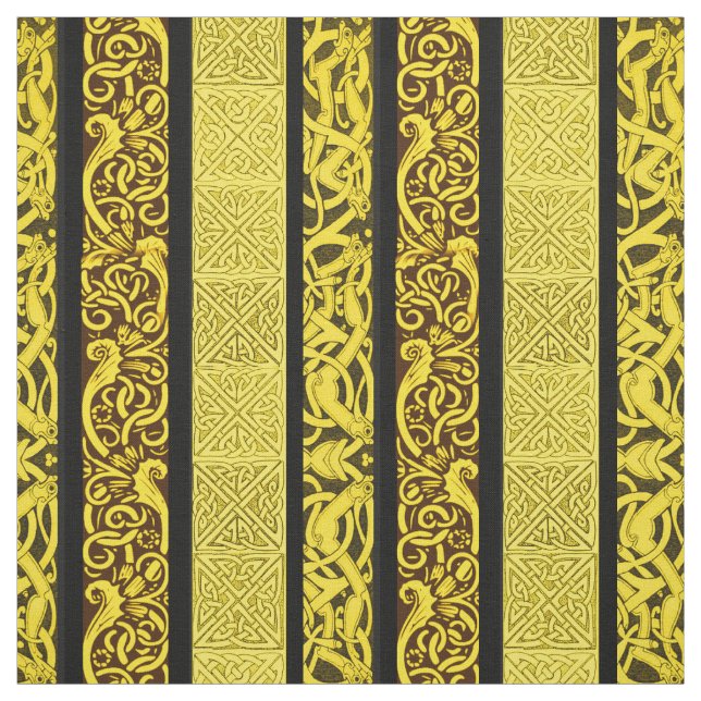 Celtic Borders in Gold Fabric (Swatch)