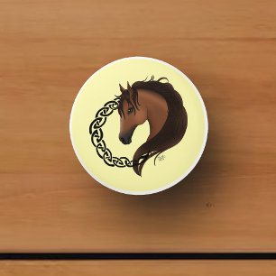 Celtic Brown Horse Yellow Ceramic Knob