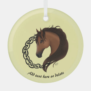 Celtic Brown Horse Yellow Glass Ornament