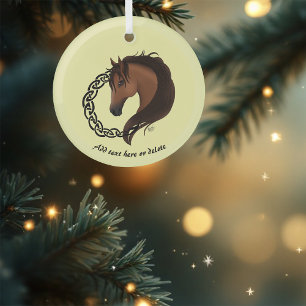 Celtic Brown Horse Yellow Glass Ornament