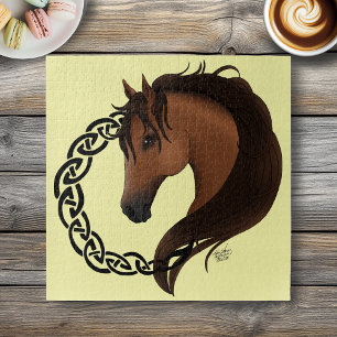 Celtic Brown Horse Yellow Jigsaw Puzzle