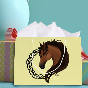 Celtic Brown Horse Yellow Large Gift Bag