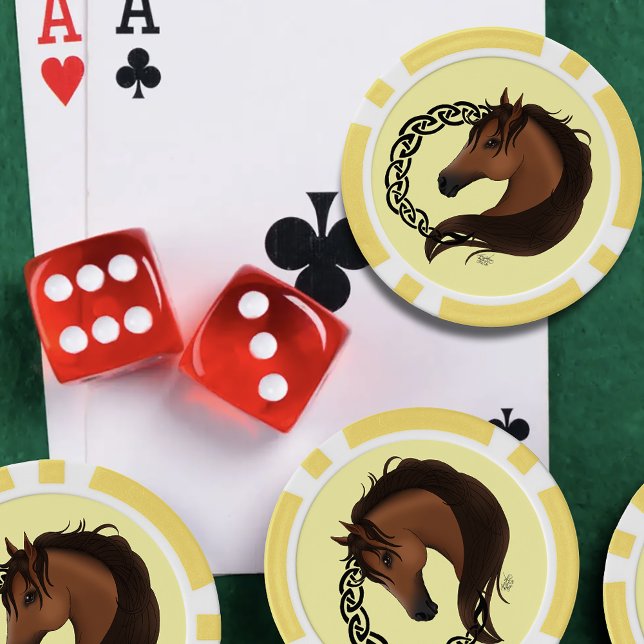 Celtic Brown Horse Yellow Poker Chips (Creator Uploaded)