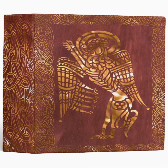 Celtic Brown Leather Tribal Artwork Binder (Front/Spine)