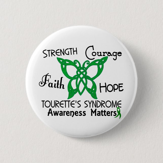 Celtic Butterfly 3 Tourette’s Syndrome 2 Inch Round Button (Front)