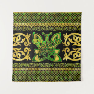 Celtic Butterfly - Green marble and gold Tapestry
