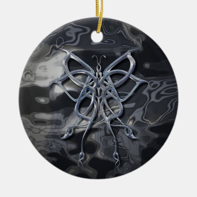 Celtic Butterfly Metal Ceramic Ornament (Front)