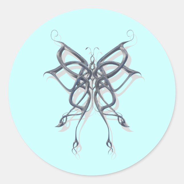 Celtic Butterfly Metal Classic Round Sticker (Front)
