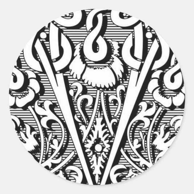 celtic calligraphy renaissance monogram letter V Classic Round Sticker (Front)
