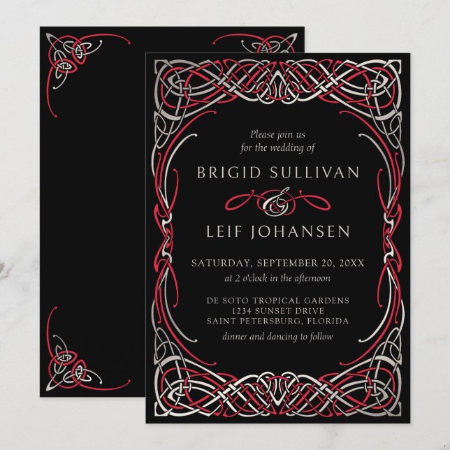 Celtic Calligraphy Wedding Invitation (Front/Back)
