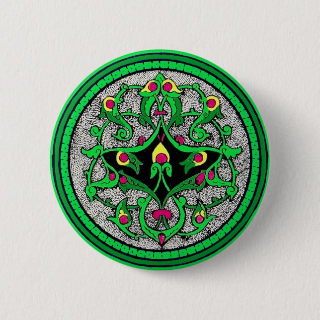 Celtic cartouche 2 inch round button (Front)