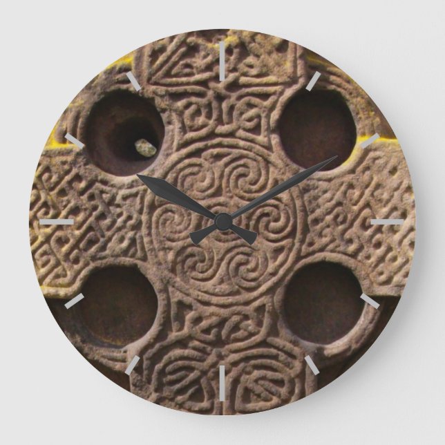 Celtic carved cross large clock (Front)
