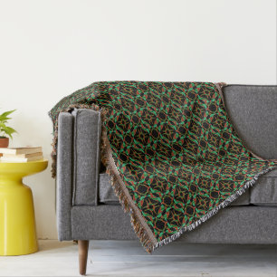 Celtic Christmas Holly Wreath Pattern Throw Blanket