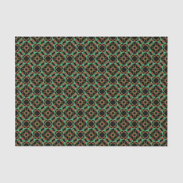 Celtic Christmas Holly Wreath Pattern Tissue Paper (Front)