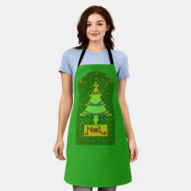 Celtic Christmas Tree All-Over Print Apron (Worn)