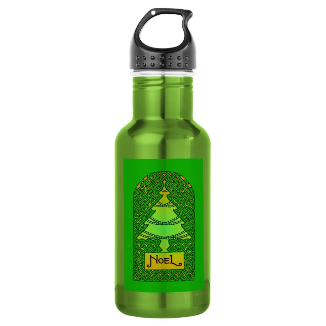 Celtic Christmas Tree - Green 532 Ml Water Bottle (Front)