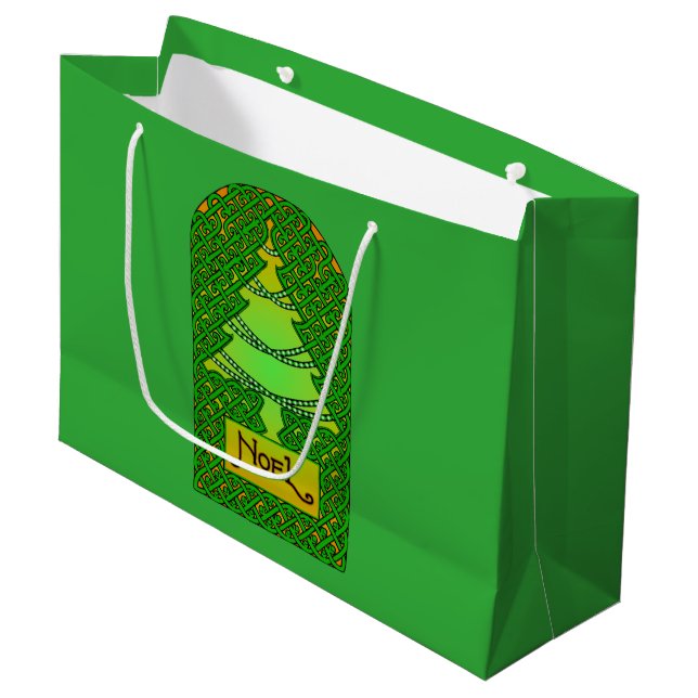 Celtic Christmas Tree Large Gift Bag (Front Angled)