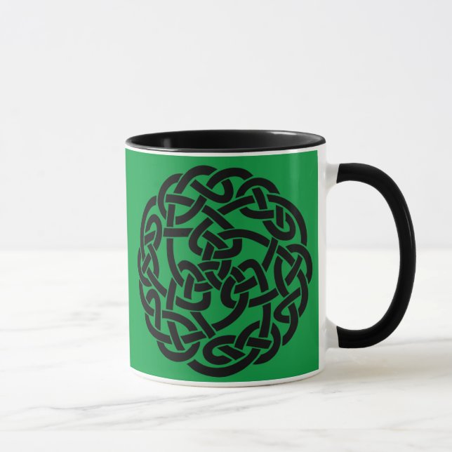 Celtic Circle Irish Green and Black Mug (Right)