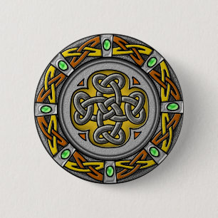 Celtic circle - steel and leather 2 inch round button