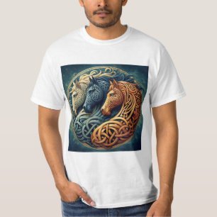 Celtic Circle: Three Horses Symmetry T-Shirt