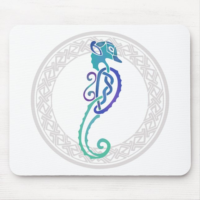 Celtic - Circular Ornament, Celtic Seahorse Mouse Pad (Front)