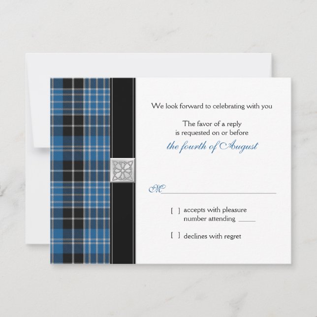 Celtic Clark Tartan Wedding RSVP Réponse (Devant)
