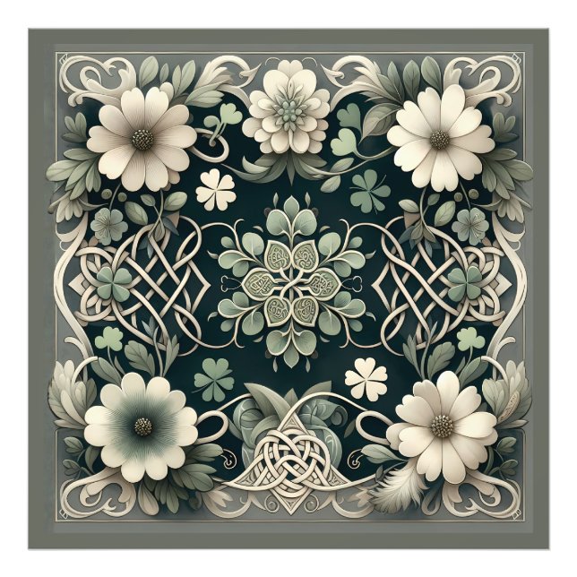 Celtic Clover Floral Charm Photo Print (Front)