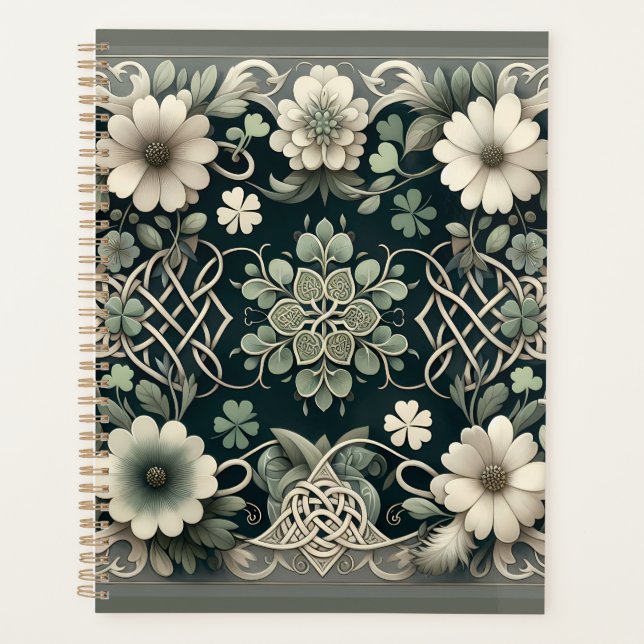 Celtic Clover Floral Charm Planner (Front)