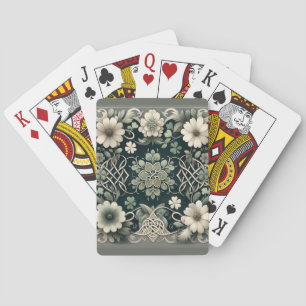 Celtic Clover Floral Charm Playing Cards