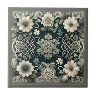 Celtic Clover Floral Charm Tile