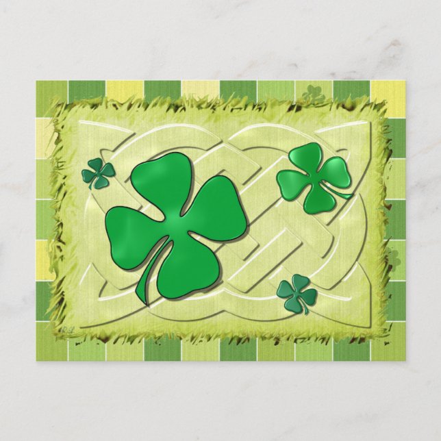 Celtic Clover Irish 3D Postcard (Front)