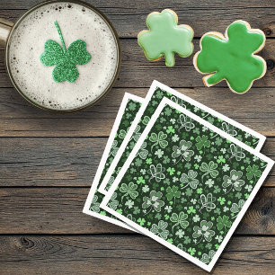 Celtic Clover Pattern Green Irish Hearts Napkin