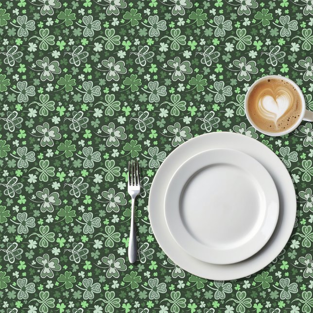 Celtic Clover Pattern Green Irish Hearts Tablecloth (Creator Uploaded)