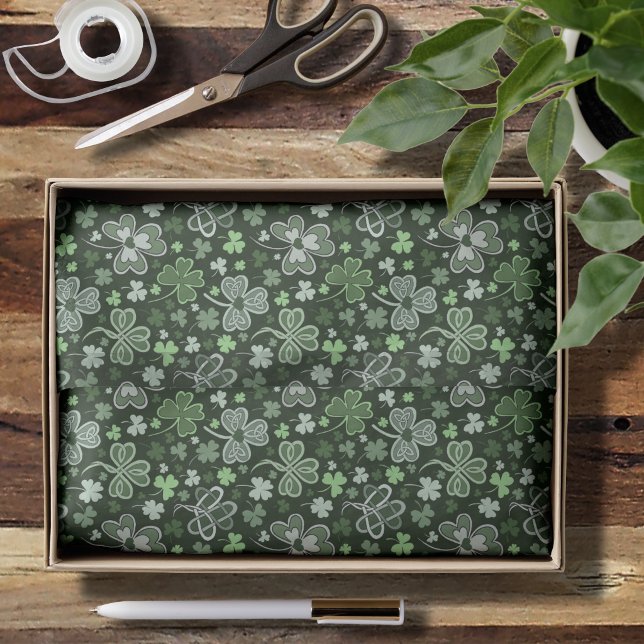 Celtic Clover Pattern Green Irish Hearts Tissue Paper (Creator Uploaded)