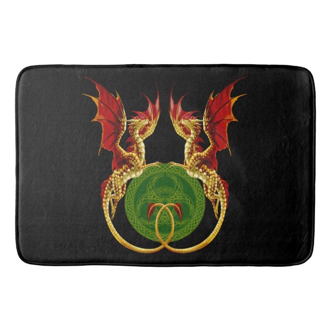 Celtic Crescent Moon And Dragons Bath Mat (Front)