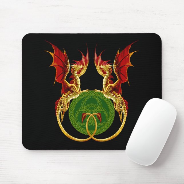 Celtic Crescent Moon And Dragons Mouse Pad (With Mouse)
