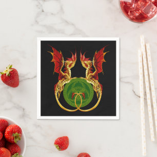 Celtic Crescent Moon And Dragons Napkin