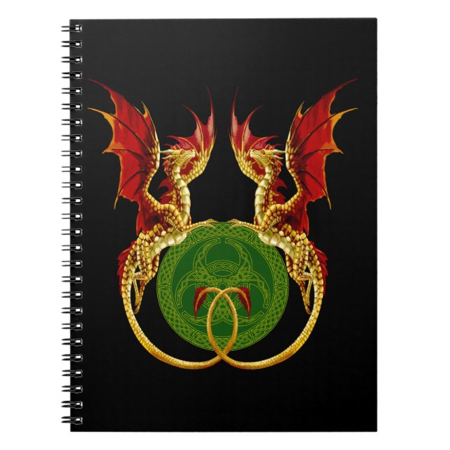 Celtic Crescent Moon And Dragons Notebook (Front)