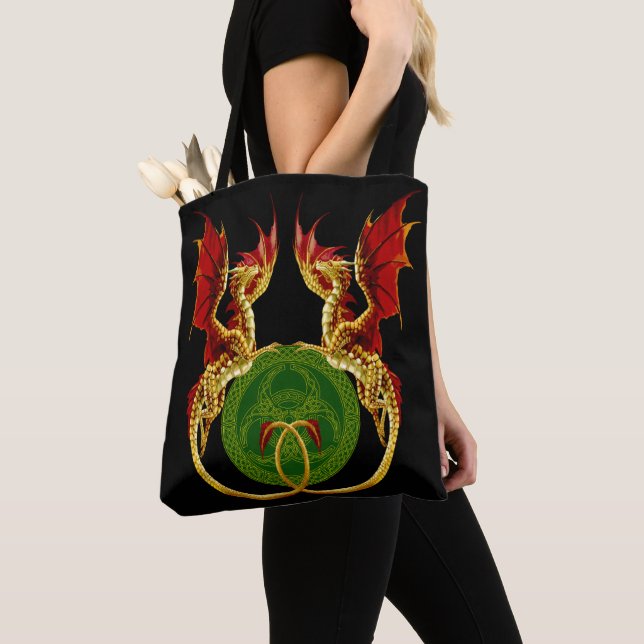 Celtic Crescent Moon And Dragons Tote Bag (Close Up)