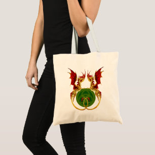 Celtic Crescent Moon And Dragons Tote Bag