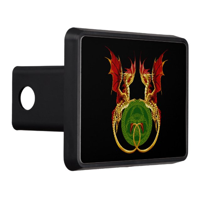 Celtic Crescent Moon And Dragons Trailer Hitch Cover (Right)