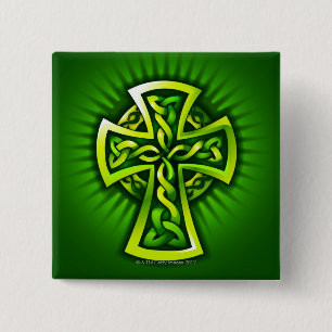 Celtic cross 2 inch square button