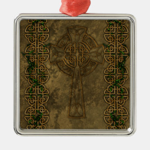 Celtic Cross and Cross Knots Metal Ornament