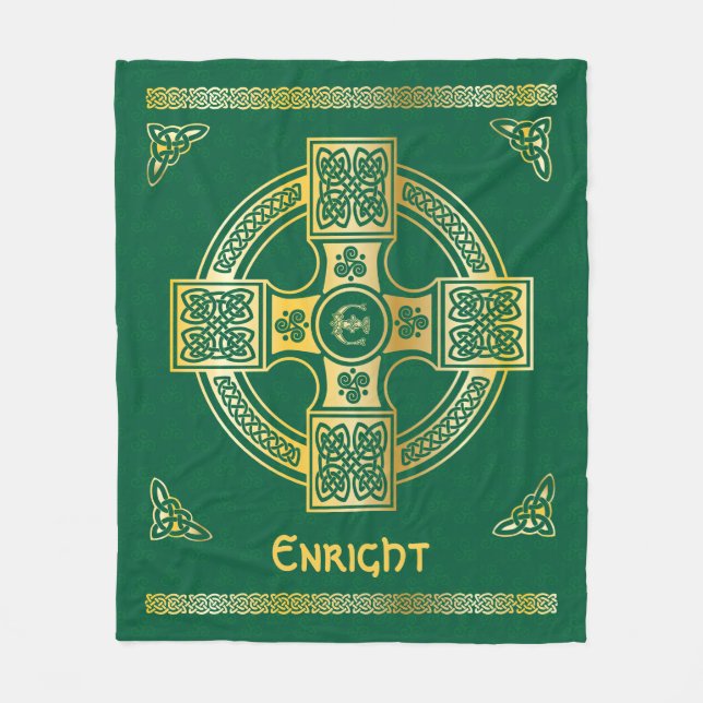 Celtic Cross and Knot Letter E Monogram and Name Fleece Blanket (Front)