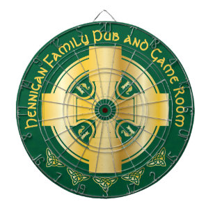 Celtic Cross and Knot Letter H Monogram and Name Dartboard