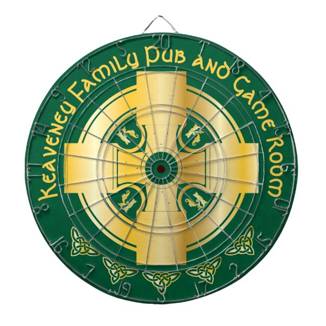 Celtic Cross and Knot Letter K Monogram and Name Dartboard (Front)