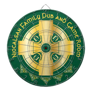 Celtic Cross and Knot Letter N Monogram and Name Dartboard